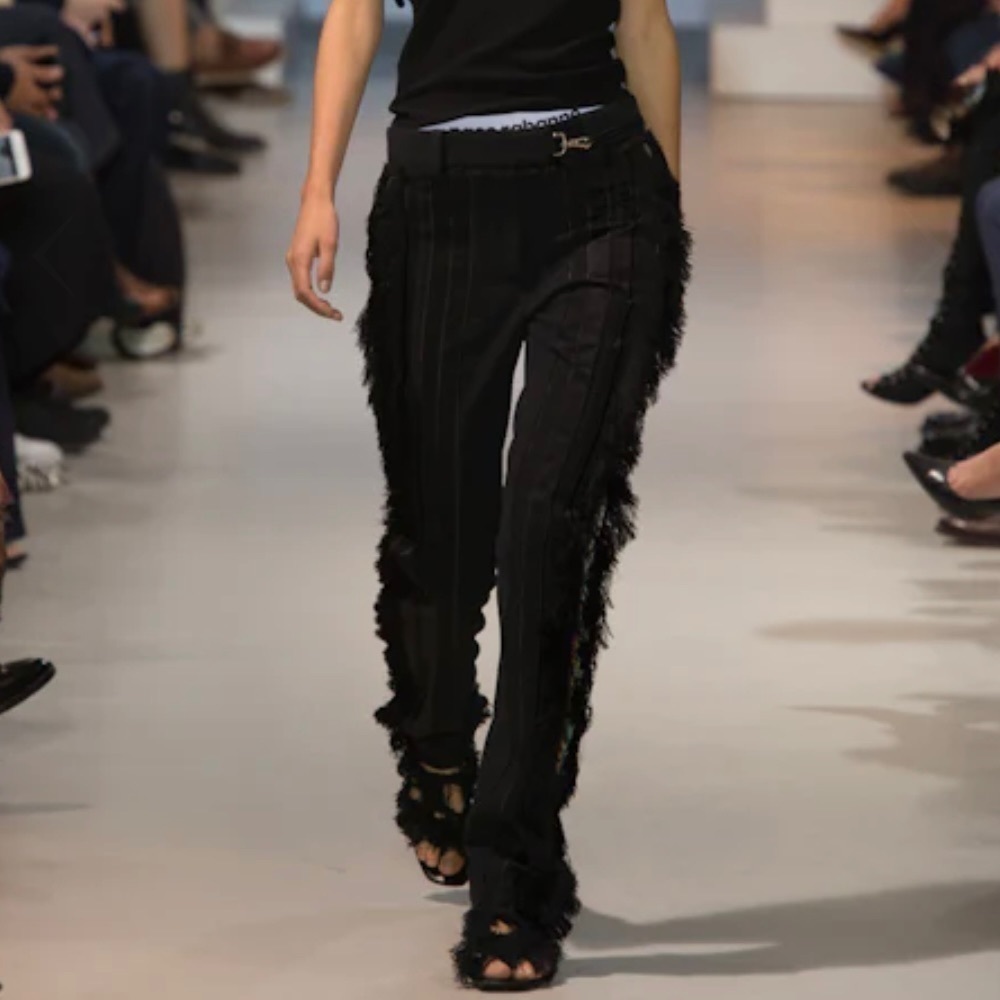 Paco Rabanne S/S 2016 Searsucker Striped Fringe Trim Straight Leg Pants, EU 40 - Picture 2 of 13